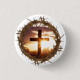 Kreuz und Krone von Thorns Christlich Button