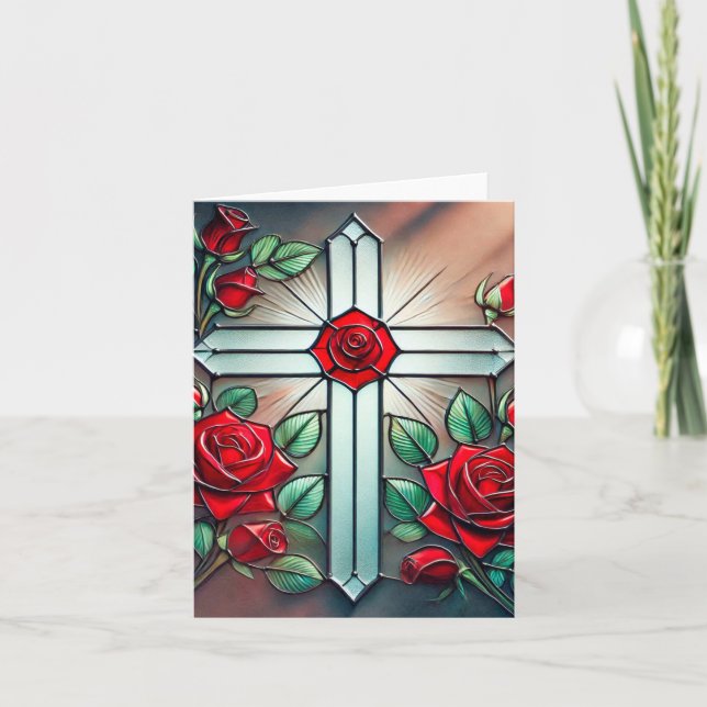 Kreuz- und Rose-Note-Karte Dankeskarte (Vorderseite)