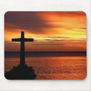 Kreuz und Sonnenuntergang mousepad