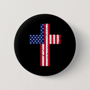 Kreuz USA-Flagge Christlich Religiös Us Amerika Gl Button