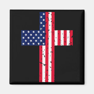 Kreuz USA-Flagge Christlich Religiös Us Amerika Gl Magnet