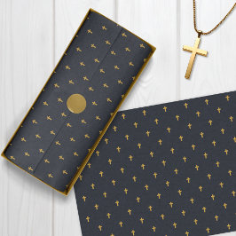 Kreuze - Imitate Senf Gold auf Grafit Seidenpapier