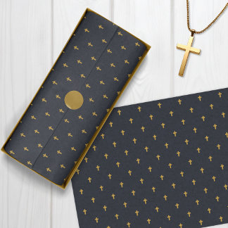 Kreuze - Imitate Senf Gold auf Grafit Seidenpapier