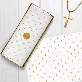 Kreuze - Imitate Senfgold auf weiß Seidenpapier