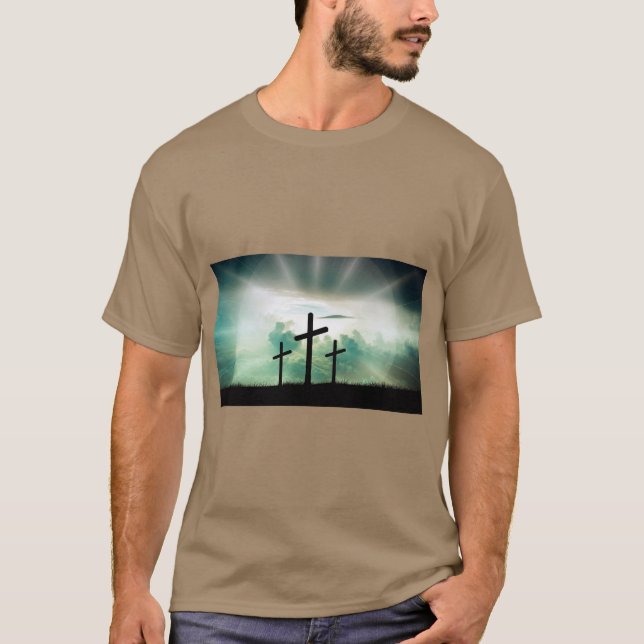 Kreuze in Wolken Glaubensstichtum-T-Shirt T-Shirt (Vorderseite)
