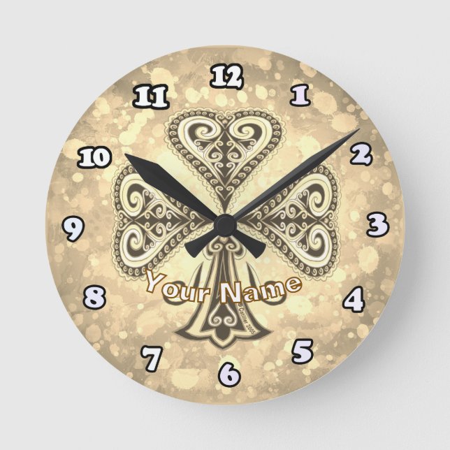 Kreuze Poker Runde Wanduhr (Vorderseite)