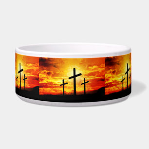 Kreuze, Silhouetten mit Sonnenuntergang Napf