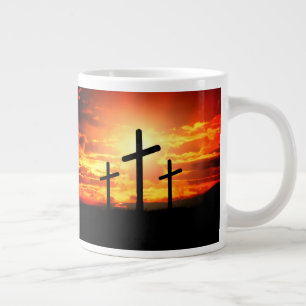 Kreuze, Sonnenuntergang Silhouetten Malerei-67137 Jumbo-Tasse
