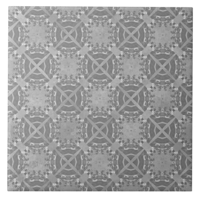 Kreuze und Kreise Graues geometrisches Muster Fliese (Vorderseite)