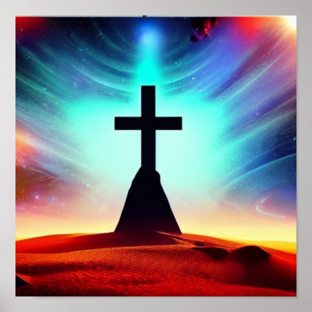 Kreuzen in einem Wüstenraumposter Poster (Vorne)