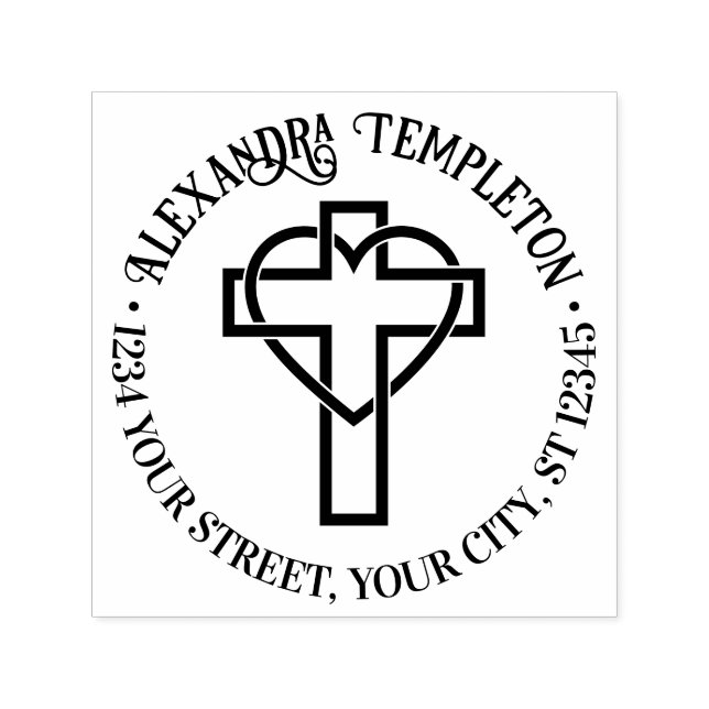 Kreuzen mit der Rücksendeadresse "Herzname" Permastempel (Design)