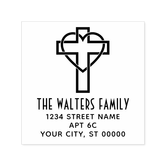 Kreuzen mit der Rücksendeadresse "Herzname" Permastempel (Design)