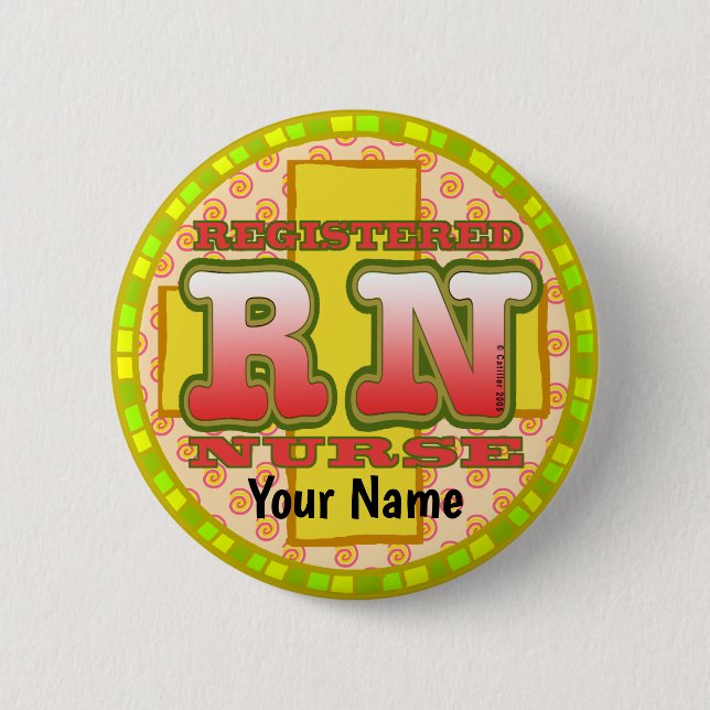 Kreuzen RN Krankenschwester Button (Vorderseite)