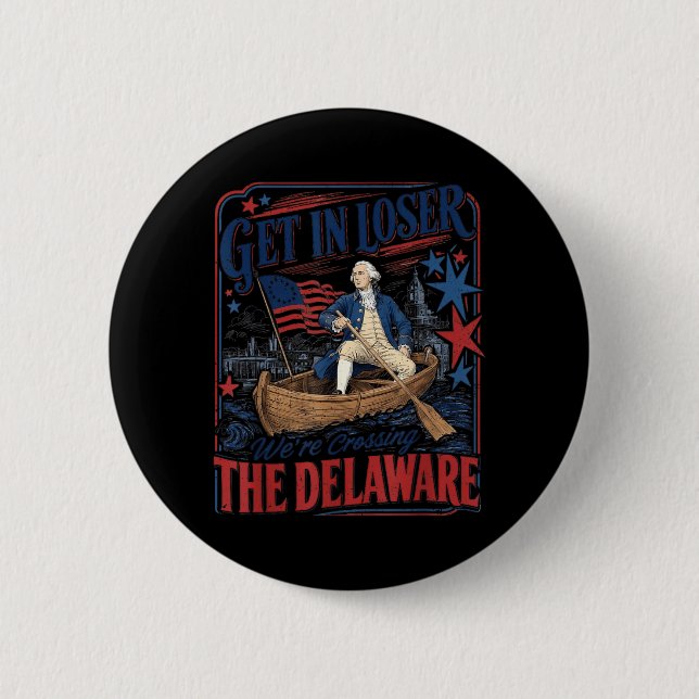 Kreuzen Sie lustig den 4. Juli in Delaware Button (Vorderseite)