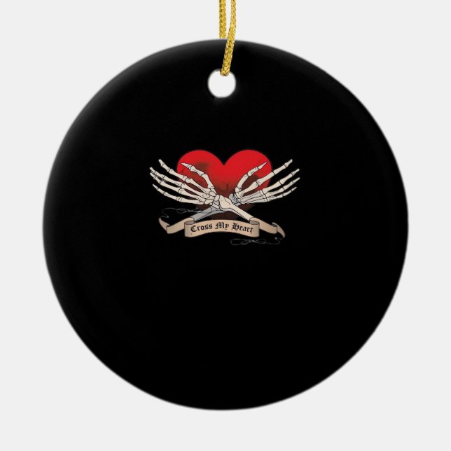 Kreuzen Sie mein Herz (Hope to Die) - Skeletthörer Keramik Ornament (Vorne)