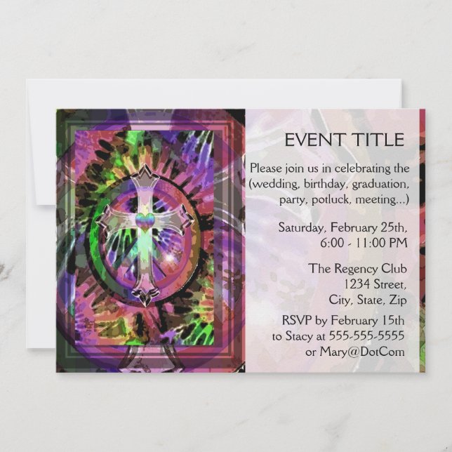 Kreuzen Sie mit dem Herzzentrum die Tye-Farbtöne. Einladung (Vorderseite)