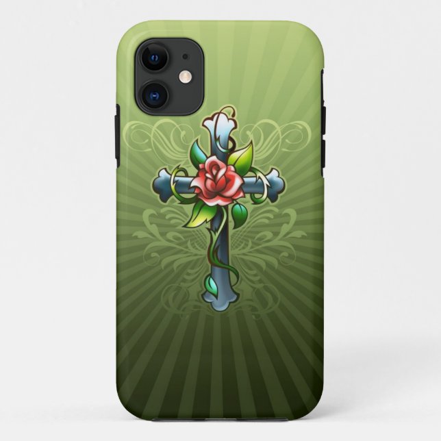 Kreuzen Sie mit einem Thorned Rose iPhone 5 Fall Case-Mate iPhone Hülle (Rückseite)