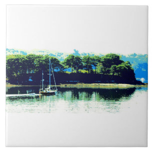 kreuzende Segelbootfliese Fliese