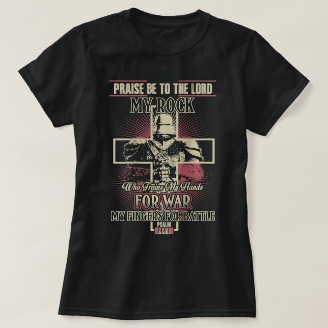 Kreuzfahrer Ritter Templar Krieger Gottes Lob sein T-Shirt (Design vorne)
