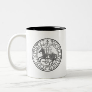 Kreuzfahrer Templar adelt Siegellogo Deus altes Zweifarbige Tasse