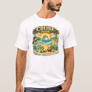 Kreuzfahrt 2026 Retro-Sonnenuntergangs-Design | Pa T-Shirt