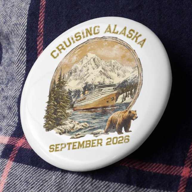 Kreuzfahrt Alaska Retro Not leidendes Schiff Einsc Button (Von Creator hochgeladen)