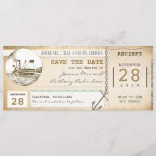 Kreuzfahrt-An Bord-Pass-Tickets zum Speichern des Save The Date