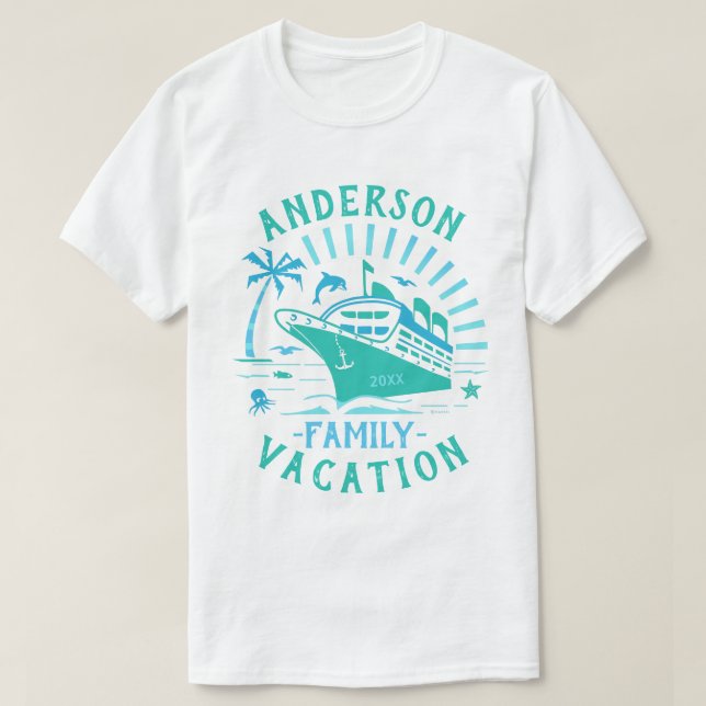 Kreuzfahrt für Familien | Personalisiert V2 T-Shirt (Design vorne)