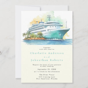 Kreuzfahrt-Hochzeit-Aquarell Einladung