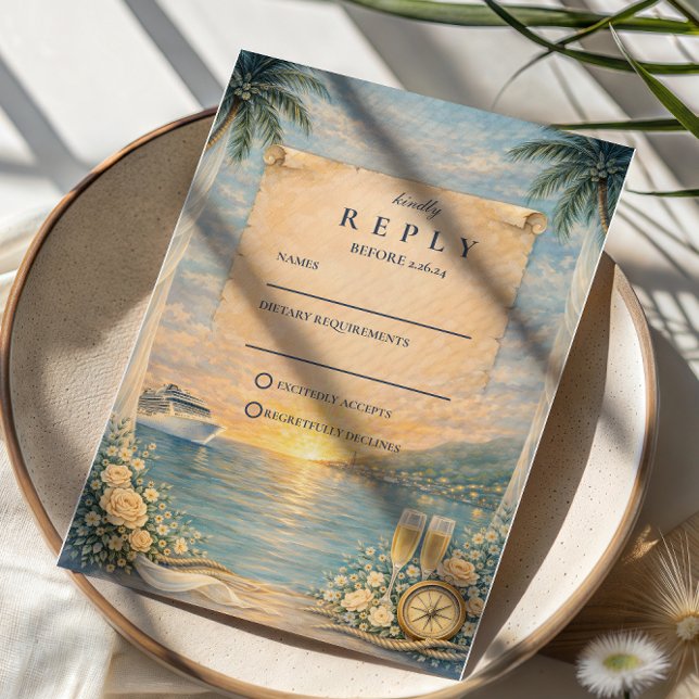 Kreuzfahrt-Hochzeit mit Meeresblick RSVP Karte (Von Creator hochgeladen)