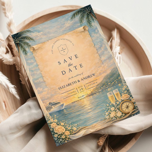 Kreuzfahrt-Hochzeit mit Meeresblick Save The Date (Von Creator hochgeladen)