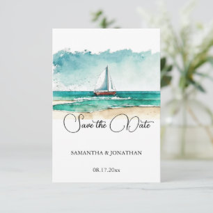 Kreuzfahrt Hochzeit, moderne minimalistische Wasse Save The Date