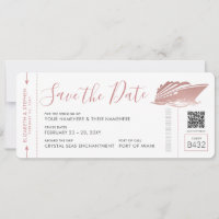 Kreuzfahrt Hochzeitsticket Boarding Pass Rose Gold