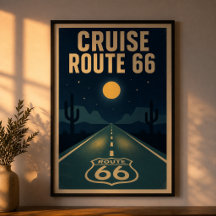 Kreuzfahrt Route 66 Mitternacht Litho