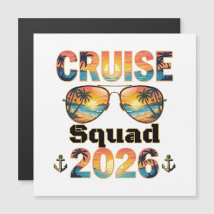 Kreuzfahrt-Truppe 2026 - Retro Sonnenuntergang Magnetkarte