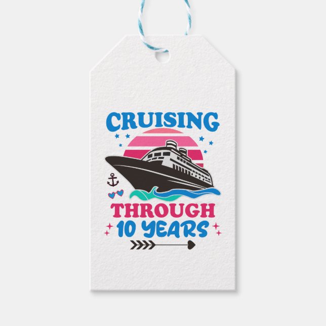 Kreuzfahrt über 10 Jahre Hochzeit Geschenkanhänger (Vorderseite)
