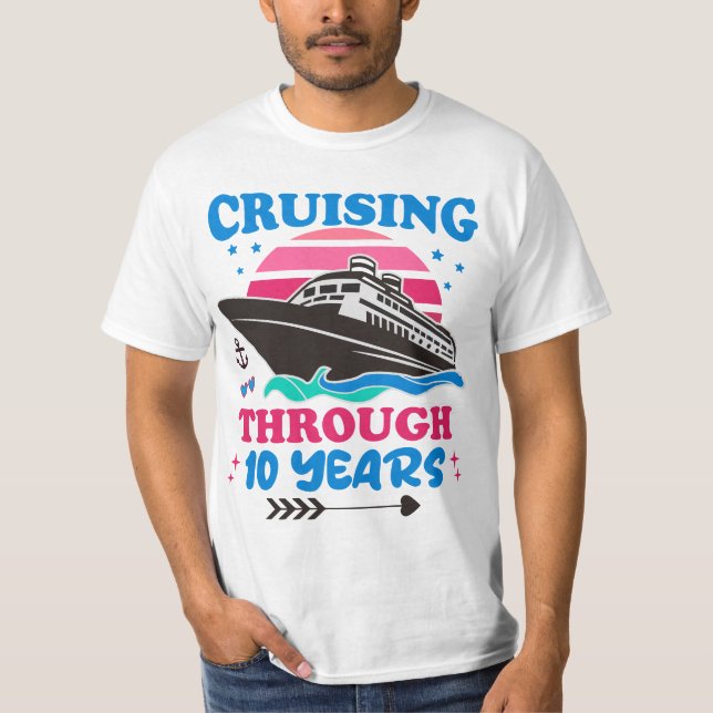 Kreuzfahrt über 10 Jahre Hochzeit T-Shirt (Vorderseite)