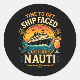 Kreuzfahrt-Urlaub Pun Zeit, um Schiff Gesichter An Runder Aufkleber