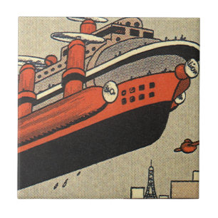 Kreuzfahrthubschrauber für Vintage Science Fiction Fliese