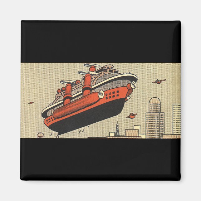 Kreuzfahrthubschrauber für Vintage Science Fiction Magnet (Vorne)