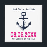 Kreuzfahrtmagnete für die Gastgeschenk Hochzeit vo Magnet<br><div class="desc">Hochzeitsvorstellungen auf nautischen Ankermagneten eines Kreuzfahrtschiffes. Passen Sie Ihre Namen,  Ihr Hochzeitstermin und Ihren Schiffsnamen an. Ein tolles Geschenk,  um Ihnen Hochzeitsgäste Zuhause zu schicken,  um sie an Ihre Hochzeitsreise zu erinnern. Ändern Sie den Stil,  die Größe oder die Farbe des Schriftartes,  um weitere Anpassungen vorzunehmen.</div>