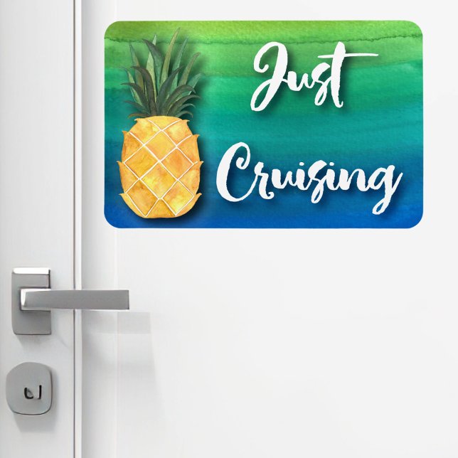 Kreuzfahrtschiff Ananas Stateroom Kabine Türschild Magnet (Cruise ship door magnet. Pineapple themed. )