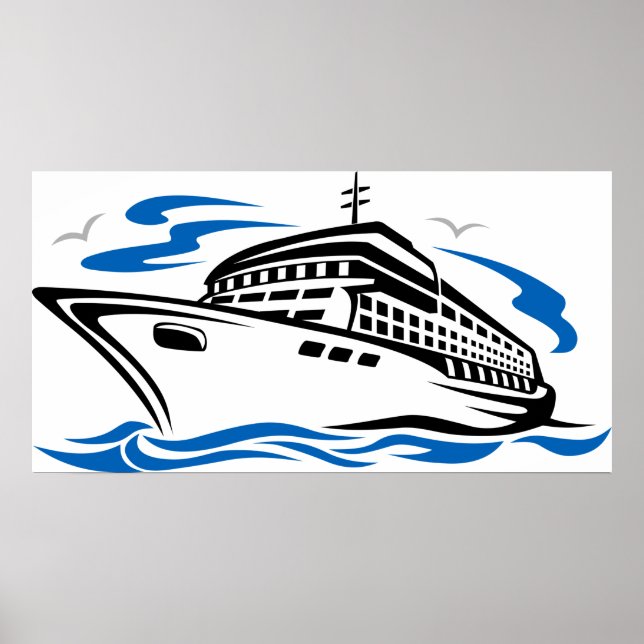 Kreuzfahrtschiff auf Seewellen Seefahrt Poster (Vorne)