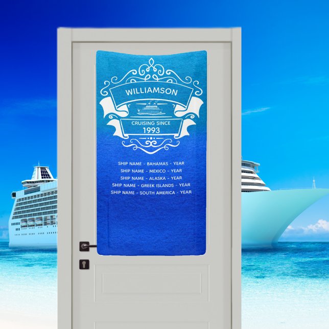 Kreuzfahrtschiff Blaue Reise Mit Monogramm Tür Banner (Cruise Door Decor )