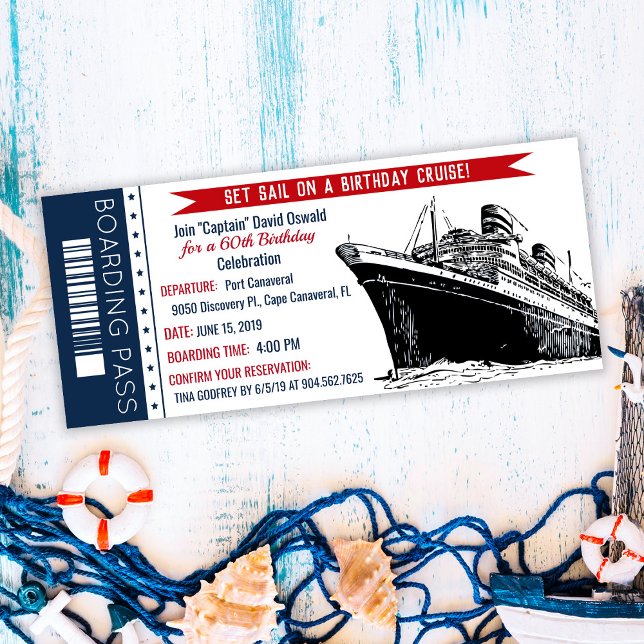 Kreuzfahrtschiff Boarding Pass Geburtstag Einladun Einladung (Von Creator hochgeladen)