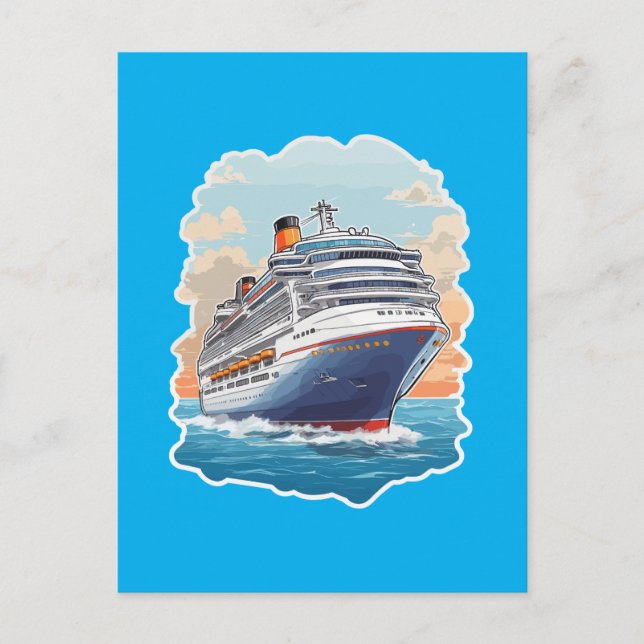 Kreuzfahrtschiff bunt postkarte (Vorderseite)