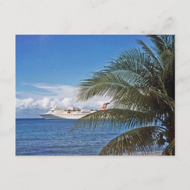 Kreuzfahrtschiff "Carnival" auf der Insel Grand Ca Postkarte (Vorderseite)