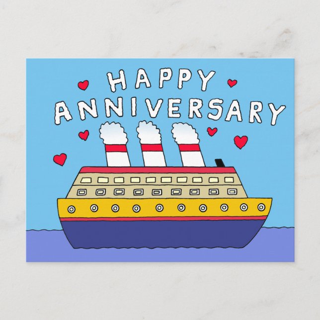 Kreuzfahrtschiff Hochzeit Jahrestag Gratulation Postkarte (Vorderseite)