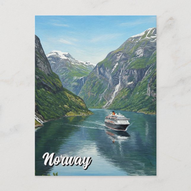 Kreuzfahrtschiff in Norwegen Fjord Postkarte (Vorderseite)