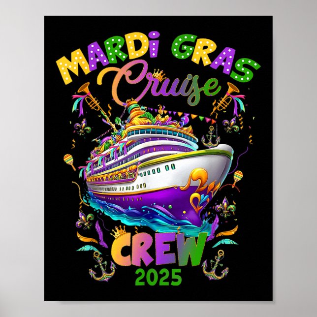 Kreuzfahrtschiff Mardi Gras Karneval Cruise 2025 Poster (Vorne)
